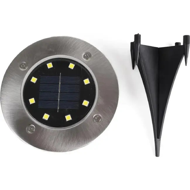 Benson Solar grondspot - modern design - spatwaterdicht - Ø12 x 11,5 cm - zilver