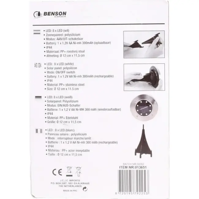 Benson Solar grondspot - modern design - spatwaterdicht - Ø12 x 11,5 cm - zilver
