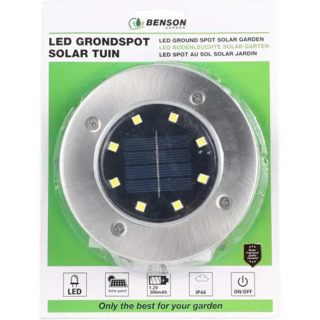 Benson Solar grondspot - modern design - spatwaterdicht - Ø12 x 11,5 cm - zilver