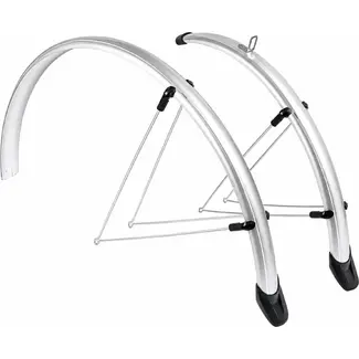 Eurofender Spatbordenset voor stadsfiets - 28 inch - zilver - kunststof - 46 mm breed