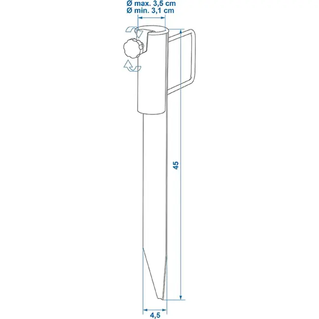ProPlus Droogmolen en parasolharing - ijzer - 45 cm - Ø 35 mm - met handvat en draaiknop