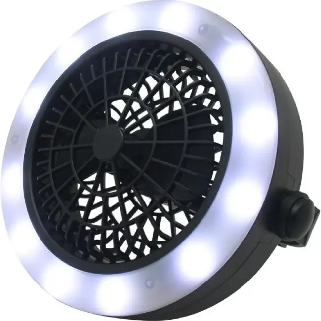 Benson Multifunctionele ventilator met LED verlichting - 3 standen - Werkt op batterijen - Ø 18 cm