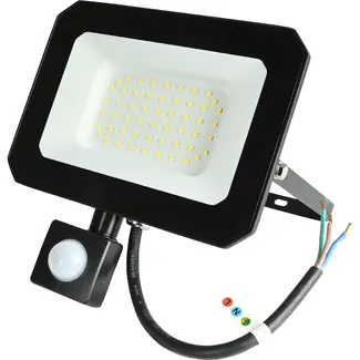 Hofftech Platte LED straler 50 W met sensor, 5000 lm en IP65 buitenlamp