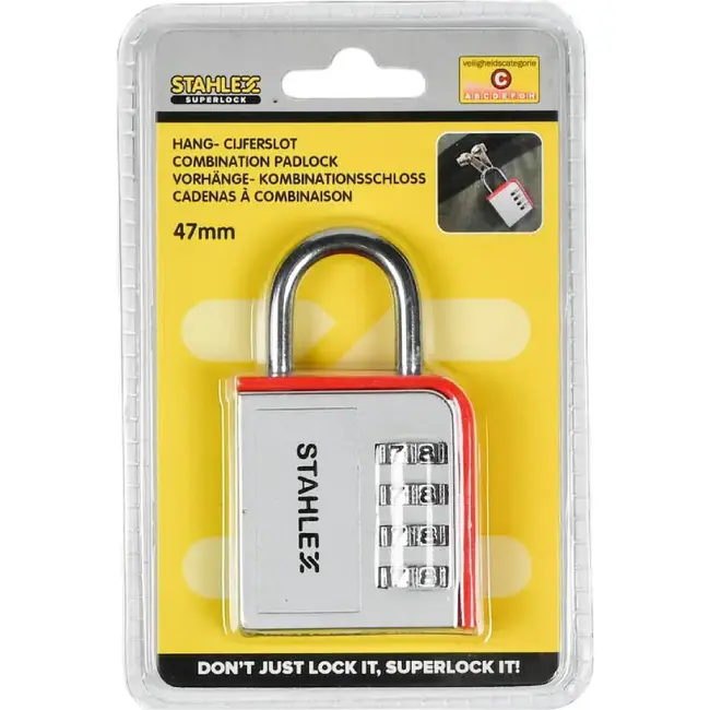 Stahlex Hangslot met cijfercode - aluminium - 85 mm - 4-cijferige combinatie