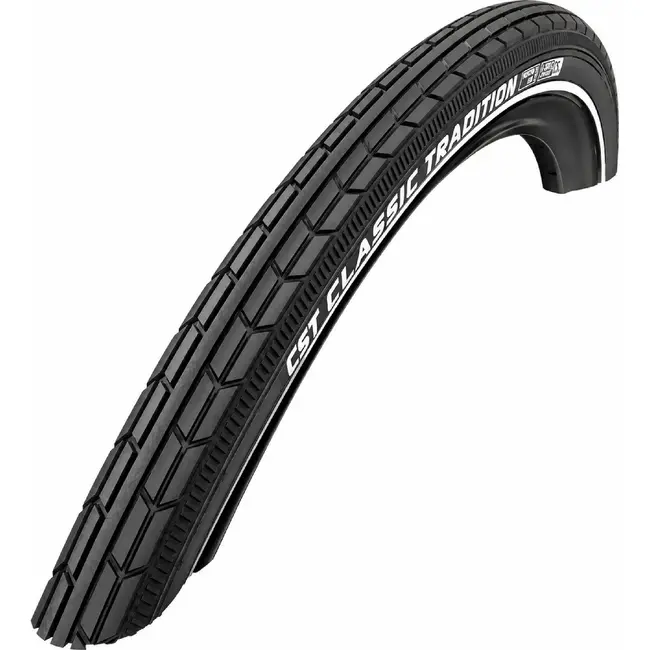 CST Buitenband 28x1 1/2 - Zwart met witte lijn - Stadsfiets - Low-budget - Geen reflectie