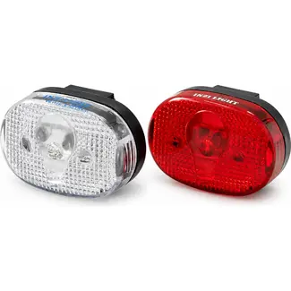 Ikzilight LED fietsverlichtingsset - wit en rood - incl. batterijen en bevestigingen