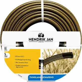 Hendrik Jan Gewapende tuinslang 15 m 13 mm, kruislings gewapend, tot 25 bar, algwerend - 15 m - 13 mm - voor tuinbewatering