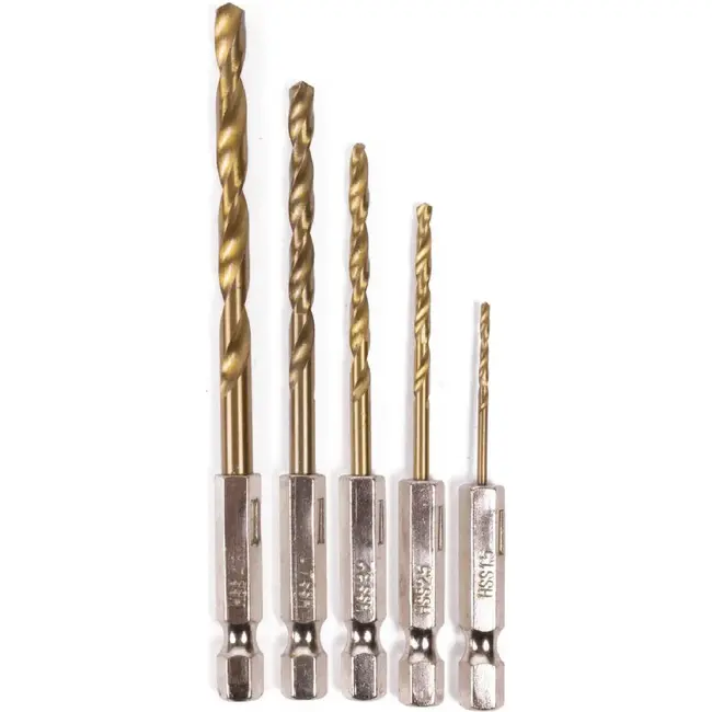 Hofftech Boorset met titanium coating - 5 maten - 4-10 mm - HEX bitaansluiting