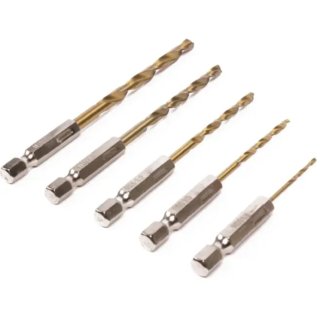 Hofftech Boorset met titanium coating - 5 maten - 4-10 mm - HEX bitaansluiting