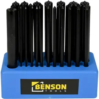 Benson 28-delige precisie ponsset - carbonstaal - 123 mm - zonder handvat - kunststof standaard