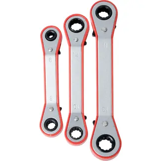 Benson Ratelringsleutelset 3-delig - dubbele ringkoppen in 6, 8, 10, 11, 12 en 13 mm voor montagewerk