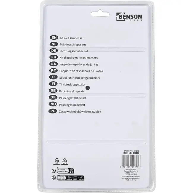 Benson Pakkingschraper set 5-delig - met grip