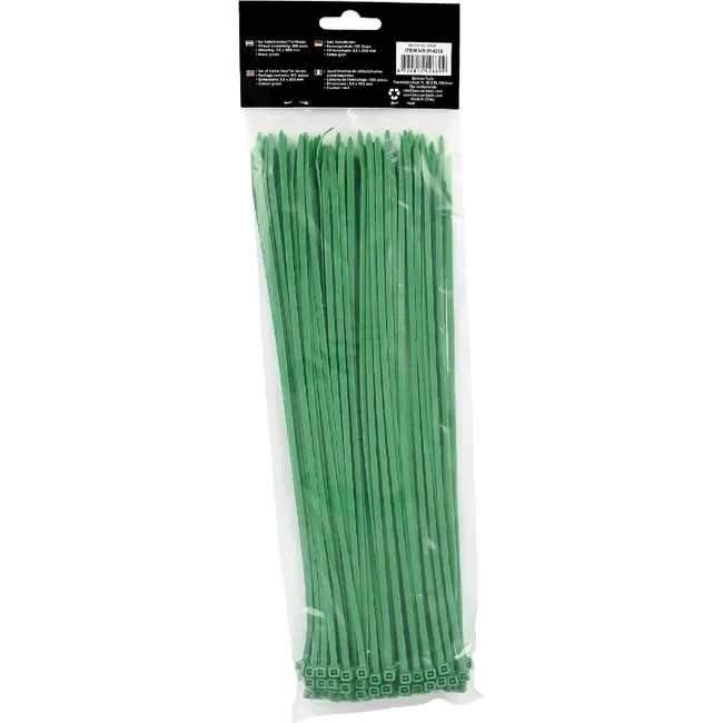 Benson Groene kabelbinders - 300 mm - set van 100 stuks - veelzijdig gebruik