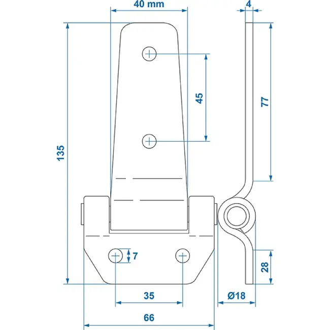 ProPlus Vlinderscharnier - staal - verzinkt - vlak blad - 135 x 65 mm