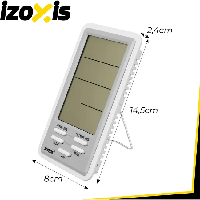 Izoxis Digitaal Weerstation met Binnen en Buiten Thermometer Hygrometer LCD Display 14,5 x 8 x 2,4 cm