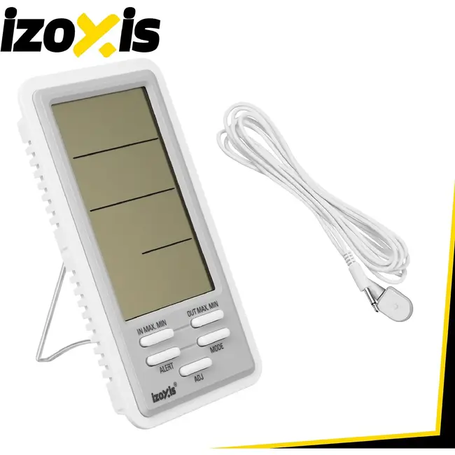 Izoxis Digitaal Weerstation met Binnen en Buiten Thermometer Hygrometer LCD Display 14,5 x 8 x 2,4 cm