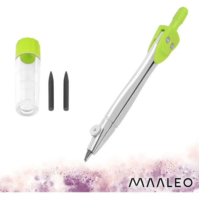 Maaleo Meetkundeset 7-delig met Passer, Liniaal 15 cm, Geodriehoeken en Gradenboog in Opbergdoos