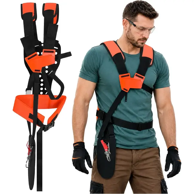 Bigstren Verstelbare Draagriemen voor Bosmaaier met Ergonomisch Harnas en Heupriem 75 tot 135 cm
