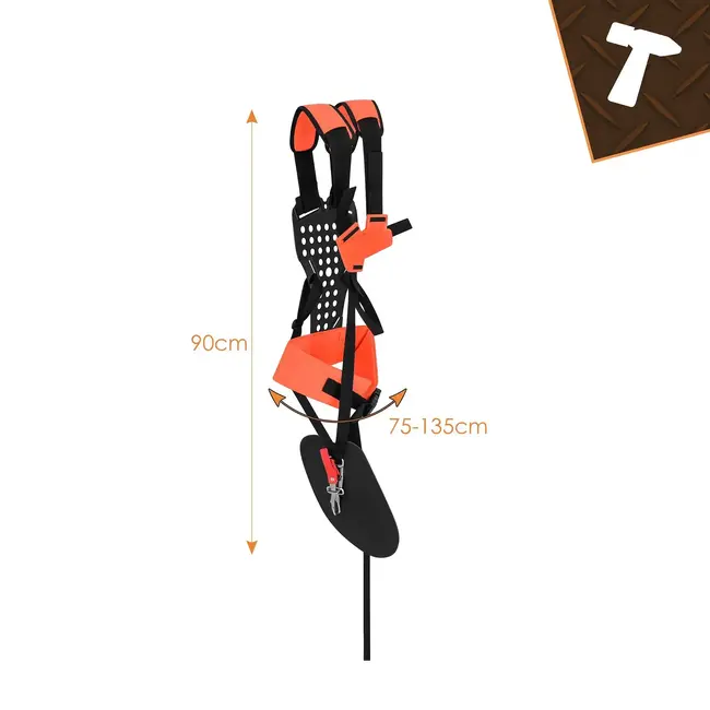 Bigstren Verstelbare Draagriemen voor Bosmaaier met Ergonomisch Harnas en Heupriem 75 tot 135 cm