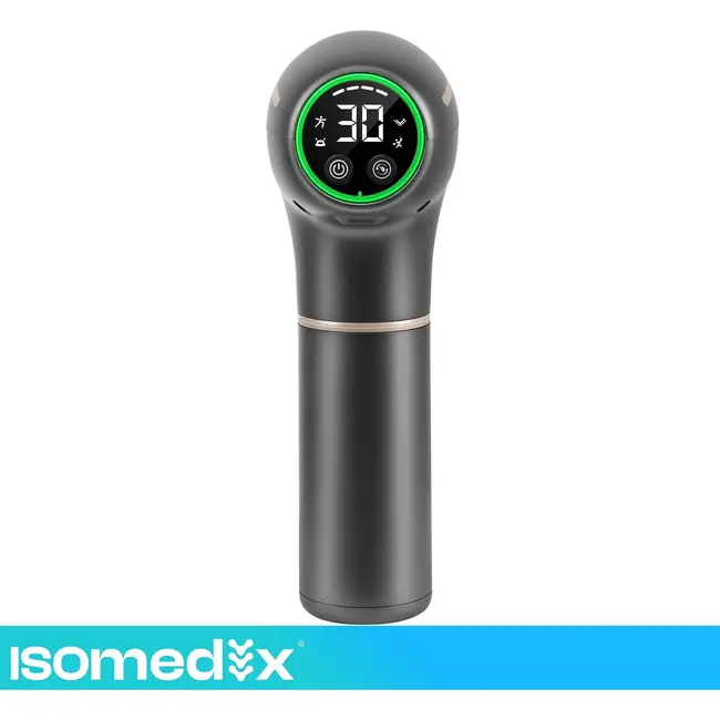 Isomedix Massagepistool met Warm Koud Kop, 30 Snelheden, 7 Massagekoppen en Draagtas voor Spiermassage