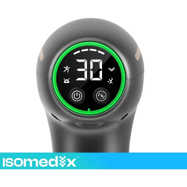Isomedix Massagepistool met Warm Koud Kop, 30 Snelheden, 7 Massagekoppen en Draagtas voor Spiermassage