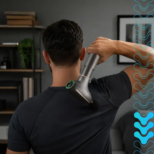 Isomedix Massagepistool met Warm Koud Kop, 30 Snelheden, 7 Massagekoppen en Draagtas voor Spiermassage
