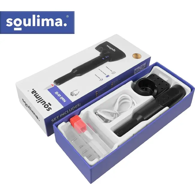 Soulima Draadloze Nagelfrees USB-C met 18.000 TPM, 6 Opzetstukken, LED Display en Oplaadstation