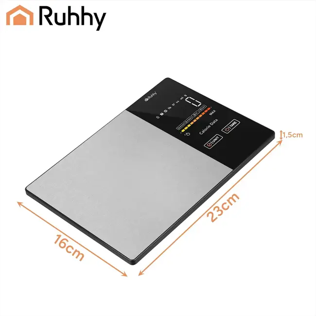 Ruhhy Bluetooth keukenweegschaal 5 kg met Fitdays-app, LED-display, tare-functie en nauwkeurigheid van 1 g