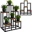 Ruhhy Staande plantenstandaard 67 cm met 6 planken, zwart metalen frame en houtlook MDF voor planten