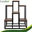 Ruhhy Staande plantenstandaard 67 cm met 6 planken, zwart metalen frame en houtlook MDF voor planten