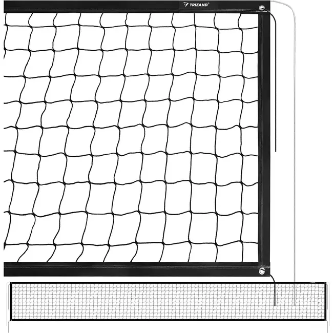 Trizand Volleybalnet 8,5 x 1 m met draagtas, stalen bovenkabel en bevestigingskoorden voor binnen en buiten
