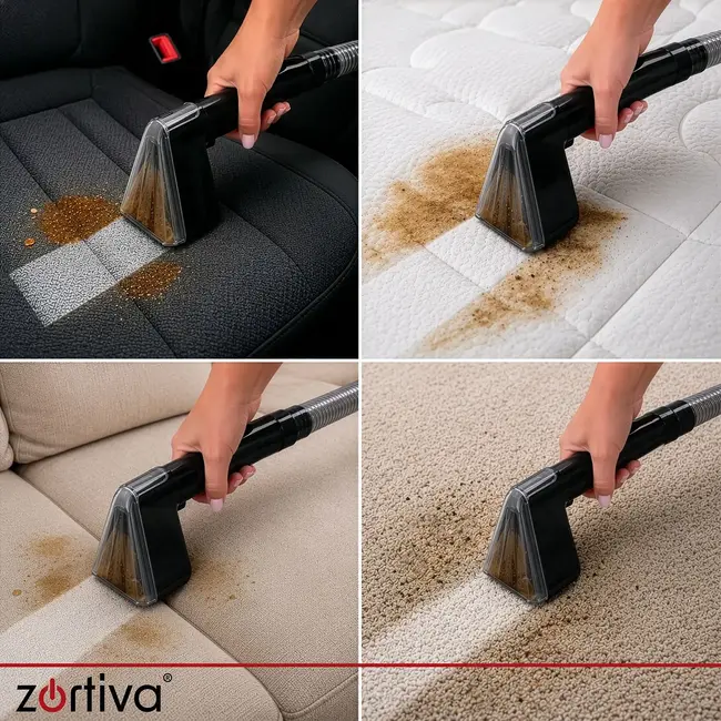 Zortiva Wasstofzuiger 800 W met 17.000 Pa, 1,8 L schoonwatertank en reiniging voor bekleding, tapijten en auto