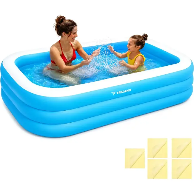 Trizand Opblaasbaar zwembad 185 x 130 x 50 cm met 350 l inhoud en 5 reparatiepleisters voor de tuin