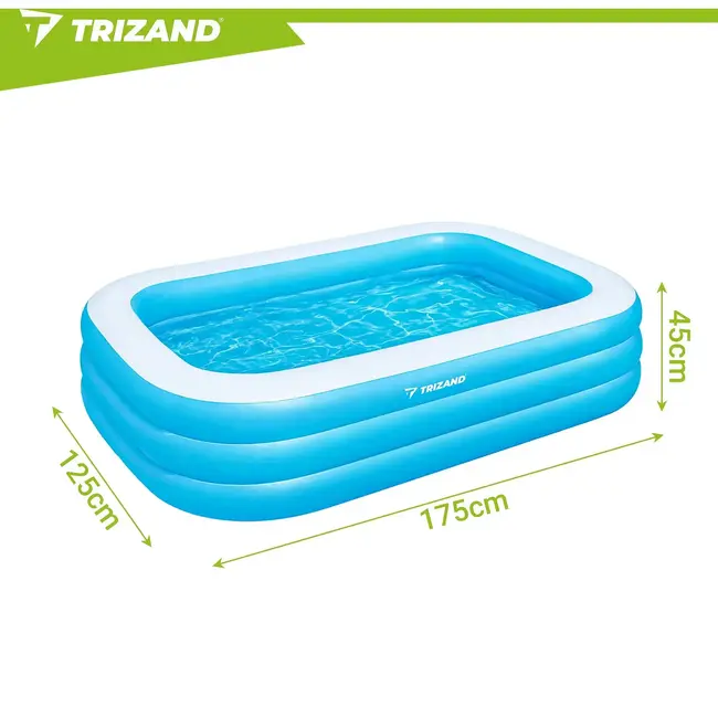 Trizand Opblaasbaar zwembad 185 x 130 x 50 cm met 350 l inhoud en 5 reparatiepleisters voor de tuin