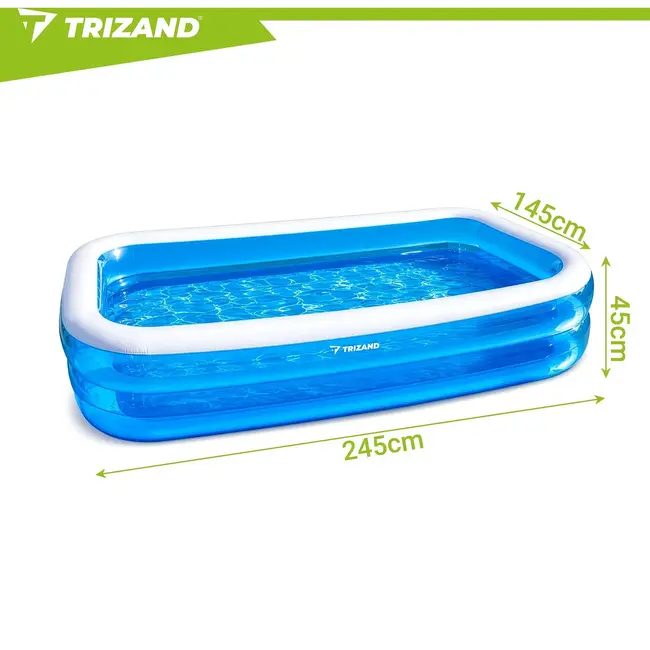 Trizand Opblaasbaar zwembad 262 x 175 x 50 cm met 700 l inhoud en 5 reparatiepleisters voor de tuin