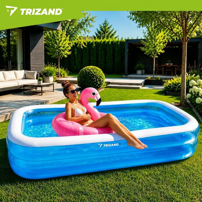 Trizand Opblaasbaar zwembad 262 x 175 x 50 cm met 700 l inhoud en 5 reparatiepleisters voor de tuin