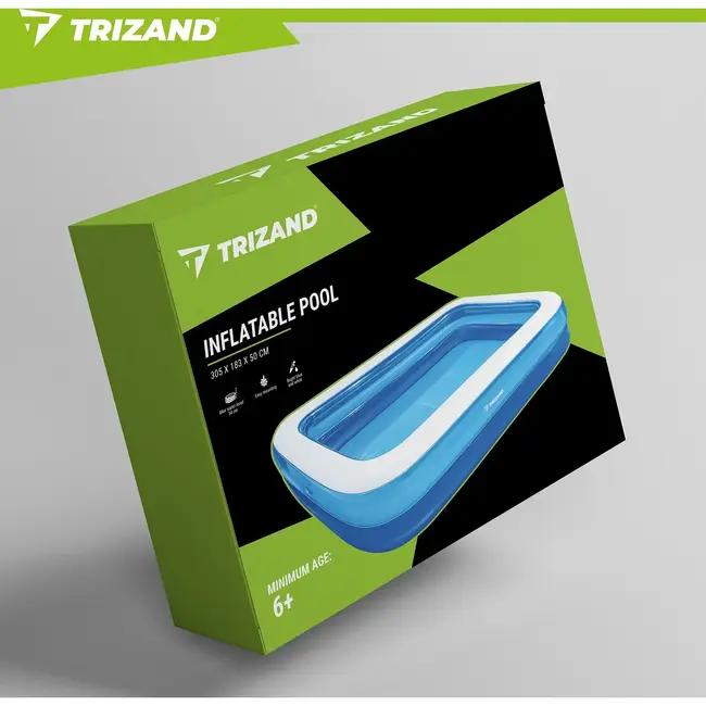 Trizand Opblaasbaar zwembad 305 x 183 x 50 cm met 850 l inhoud en 5 reparatiepleisters voor de tuin