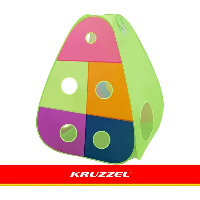 Kruzzel 5-in-1 kindertent met 3 tenten, 2 tunnels, 100 ballen en schietschijf voor binnen en buiten