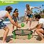 Trizand Roundnet speelset 90 cm met 3 ballen, pomp en draagtas voor tuin, strand en park