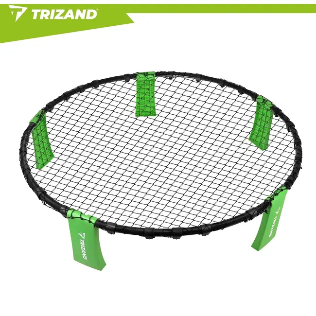 Trizand Roundnet speelset 90 cm met 3 ballen, pomp en draagtas voor tuin, strand en park