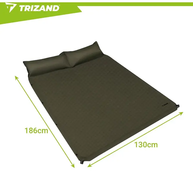 Trizand Zelfopblaasbare tweepersoons kampeermat 186 x 130 cm met transporthoes en reparatieset