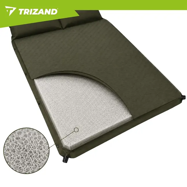 Trizand Zelfopblaasbare tweepersoons kampeermat 186 x 130 cm met transporthoes en reparatieset