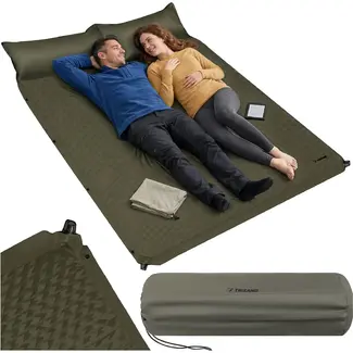 Ruhhy Zelfopblaasbare tweepersoons kampeermat 186 x 130 cm met transporthoes en reparatieset