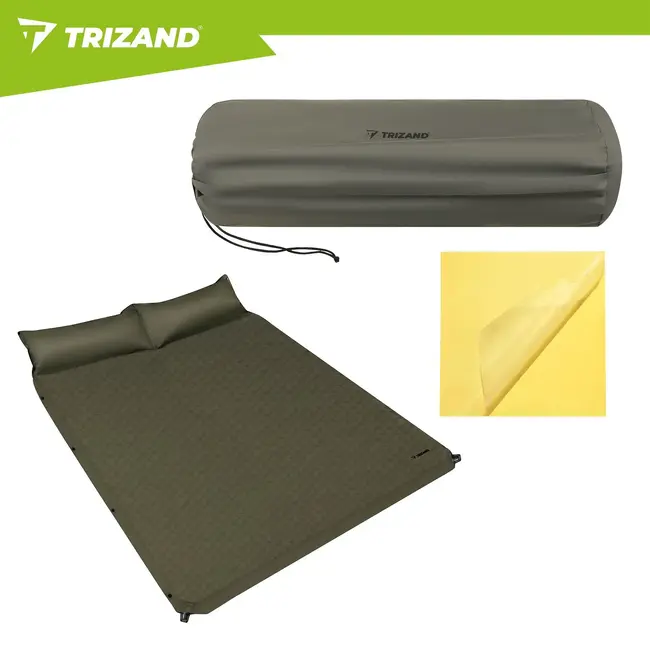 Trizand Zelfopblaasbare tweepersoons kampeermat 186 x 130 cm met transporthoes en reparatieset