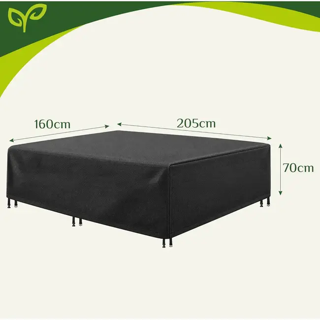 Gardlov Waterdichte beschermhoes voor tuinmeubelen 205 x 160 x 70 cm met UV-bescherming en gespen