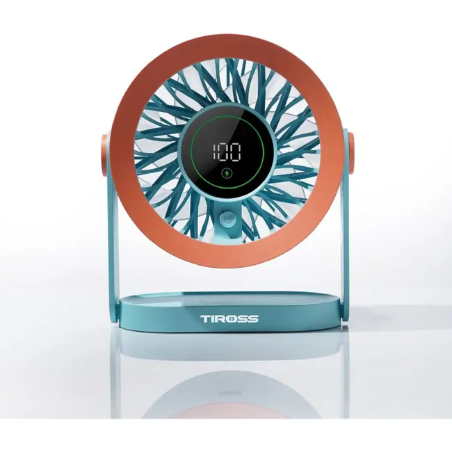 TIROSS Bureauventilator met led-display, 100 snelheden en USB-C aansluiting voor thuis en kantoor