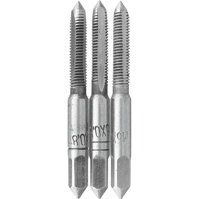 GEKO Handtapset M5 x 0,8 mm van HSS staal 3-delige set volgens DIN 352 voor nauwkeurig snijden van binnendraad