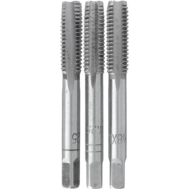GEKO Handtapset M8 x 1,25 mm van HSS staal 3-delige set volgens DIN 352 voor nauwkeurig snijden van binnendraad