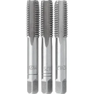 GEKO Handtapset M10 x 1,5 mm van HSS staal 3-delige set volgens DIN 352 voor nauwkeurig snijden van binnendraad