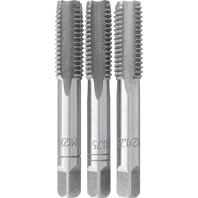 GEKO Handtapset M10 x 1,5 mm van HSS staal 3-delige set volgens DIN 352 voor nauwkeurig snijden van binnendraad